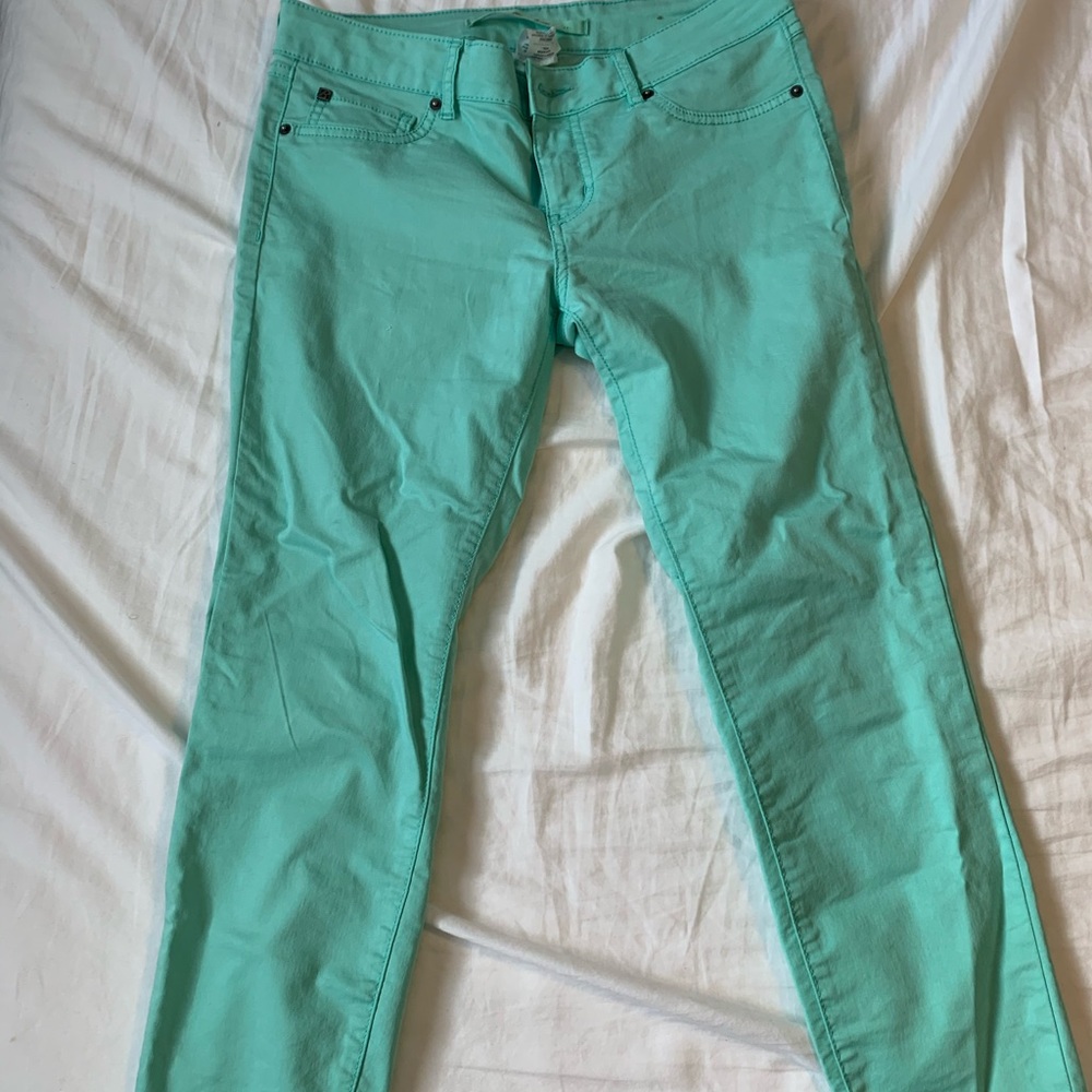 Turquoise skinny ankle pants